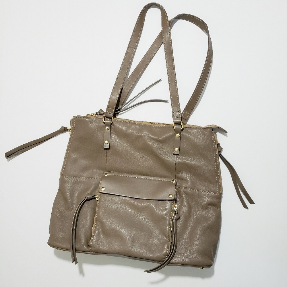Kooba Taupe Leather Tote Shoulder Bag Purse - Picture 5 of 7